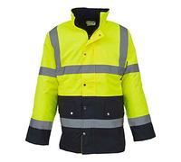 YOKO Men's Hi-vis Two-tone Motorway Jacket (HVP302) Heavy Duty Zip Studded Storm Flap (Large, Yellow / Navy)