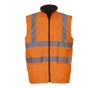 Yoko Mens Workwear Hi-Vis Reversible Fleece Vest / Jacket (Pack Of 2)