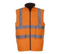 Yoko Mens Workwear Hi-Vis Reversible Fleece Vest / Jacket (Pack Of 2)