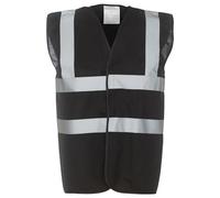 Yoko Men's Yk001/Hvw100 Hi Vis 2 Band and Braces Waistcoat - Black, X-Large