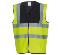 Yoko Men's Yk001/Hvw100 Hi Vis 2 Band and Braces Waistcoat - Black/Yellow, Medium