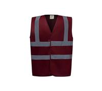 Yoko Men's Yk001/Hvw100 Hi Vis 2 Band and Braces Waistcoat - Maroon, Large