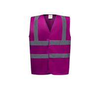 Yoko Men's Yk001/Hvw100 Hi Vis 2 Band and Braces Waistcoat - Raspberry, 2X-Large