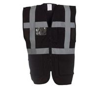 Yoko Men's Yk002/Hvw801 Multi-Functional Executive Hi-Vis Waistcoat - Black, X-Large