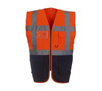 Yoko Men's Yk002/Hvw801 Multi-Functional Executive Hi-Vis Waistcoat - Orange/Black, 2X-Large