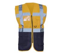 Yoko Men's Yk002/Hvw801 Multi-Functional Executive Hi-Vis Waistcoat - Orange/Navy, Medium