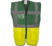 Yoko Men's Yk002/Hvw801 Multi-Functional Executive Hi-Vis Waistcoat - Para Grn/Yell, Large