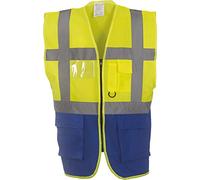Yoko Men's Yk002/Hvw801 Multi-Functional Executive Hi-Vis Waistcoat - Royal/Yellow, Small