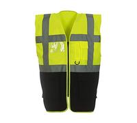 Yoko Men's Yk002/Hvw801 Multi-Functional Executive Hi-Vis Waistcoat - Yellow/Black, X-Large