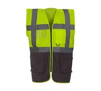 Yoko Men's Yk002/Hvw801 Multi-Functional Executive Hi-Vis Waistcoat - Yellow/Grey, Medium