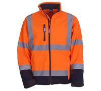 Yoko Men's Yk040/Hvk09 Hi Vis Softshell Jacket - Orange/Navy, 2X-Large