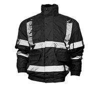 Yoko Men's Yk043/Hvp211 Hi Vis Classic Bomber Jacket - Black, Medium