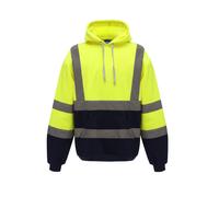 YOKO NEW Hi Vis Men Pull Over Contrast Hoodie Visibility Reflective Workwear Top