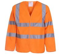 Yoko Premium Orange Hi-Vis Long Sleeve Safety Vest - High Visibility Workwear for Enhanced Protection (Orange, 2XL)