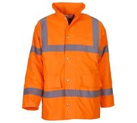 Yoko Premium Orange Hi Vis Safety Parka Jacket, Reflective High Viz Waterproof Coat Ideal For Security Or Event Management, By Brookhivis (Orange, 6XL)