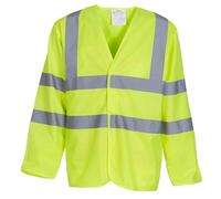 Yoko Premium Yellow Hi-Vis Long Sleeve Safety Vest - High Visibility Workwear for Enhanced Protection, Brook Hi Vis (Yellow, Large)