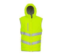 Yoko Unisex Adults Hi Vis Kensington Hooded Gilet (M) (Yellow)