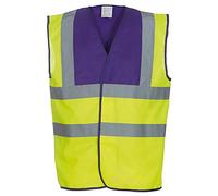 Yoko Unisex Premium Hi-Vis Waistcoat Vest / Jacket (3XL) (Hi Vis Yellow/Purple)