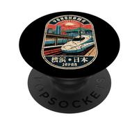 Yokohama Japan Retro Shinkansen City Skyline Kanji Souvenir PopSockets Adhesive PopGrip