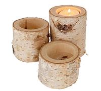 Yokoke Succulent Plant Birch Bark Holder Tealight Candleholders Birch Flower Pots Wooden Candle Holder Party Decoration (Pack of 3(Assorted Height))