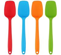 YOKOMI 4 Pcs Heat Resistant Large Silicone Spoon Spatulas, Non-Stick Silicone Rubber Spatulas Scrapers Kitchen Utensils Tools for Cooking Baking Mixing, Multicolor