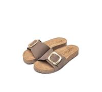 Yokono Women's flat leather sandals JERBA-114 BROWN | Women's shoes Spring-Summer | Nobuck cowhide | 2 CM, brown, 6 UK