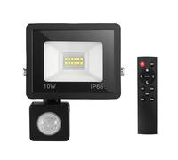Yokqexz 10W Outdoor Flood Light With PIR Sensor - IP66 Waterproof Remote Operated Security Lighting 15M Detection Range(10W,Warm light)