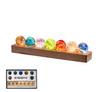 Yokqexz 7 Chakra Light Up Crystal Balls with Beech Wood Base | USB powered plug-and-play, soft warm non-dazzling glow, reiki healing chakra balancing, home decor, Christmas(Rectangle)