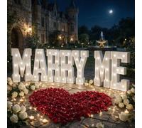 Yokqexz Romantic Marry Me Sign，Light Up Letters for Engagement Decor