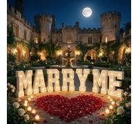 Yokqexz Romantic Marry Me Sign，Light Up Letters for Engagement Decor