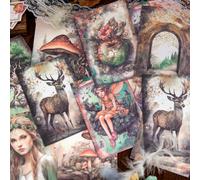 Yoksas 150 Sheets Vintage Forest Mushroom Scrapbook Paper - Fantasy Junk Journal Decorative Cardstock for Posters,Card Making,Scrapbook Craft Supplies