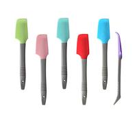 Yoku Made Silicone Mini Spatula, Curved Small Spatula, Kitchen Jar Spatula, Wet Pet Food Can Spoon, for Cooking Baking Frosting or Mixing, 6pcs