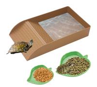 yokugo 3PCS Tortoise Water Dish with Ramp, Brownish