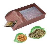 yokugo 3PCS Tortoise Water Dish with Ramp, Reddish