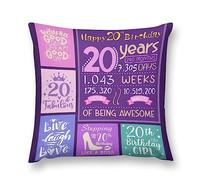 YOKUPOTAC 20th Birthday Gifts for Girls Cushion Covers, 20 Year Old Girl Birthday Presents Decorations Throw Pillow Cover, 18x18 Inch Double-Sided Happy Birthday Gifts Ideas for Daughter