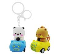 YOKUSHI 2 PCS Bubu and Dudu Cute Keychains, Kawaii Cartoon Statue Bears Panda Figurine Key Chains for Women Backpacks Car Keys Gifts