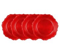 YoL Set of 4 red Lacquer Christmas Decorative Round Charger Plate Christmas Table Celebration Party re-usable