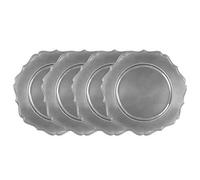 YoL Set of 4 Silver Lacquer Christmas Decorative Round Charger Plate Christmas Table Party Tableware Celebration re-usable