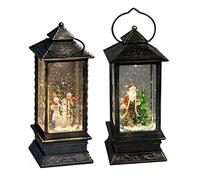 YoL Snowman santa led christmas lantern bundle of 2 water filled glitter snow globe