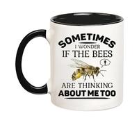 YOLANDEEUROKOK Beekeeper Mug, Bee Keeper Gifts, Sometimes I Wonder if the bees are thinking about me too, Funny Honey Bee Mug 11 Oz Novelty Coffee Mug, Black