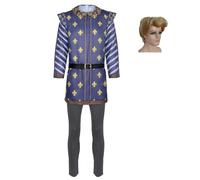 Yolata Adult Prince Charming Costume Wig Royal Uniform with Belt Halloween Costume, Full Set, S