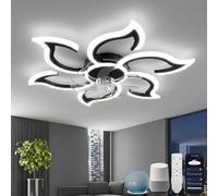 YOLEDY Smart Ceiling Light with Fan and Remote, 88cm Ceiling Fans with Lamps Compatible with Alexa and Google Home, Dimmable, Reversible DC Motor, Silent 6 Speeds, for Bedroom, Lounge, Black