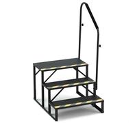 YOLENY 3-Step RV Steps with Handrail, 660 LBS Metal RV Stairs with Armrest Cover, Anti-Slip Hot Tub Steps, Mobile Home Steps for Travel Trailers, Camper, Pool and Porch with Non-Skid Tapes
