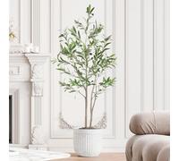 YOLEO 4FT Artificial Olive Tree 120CM Tall Faux Silk Olive Plant with Lifelike Leaves Fake Tree for Home Office Indoor Decor (Style 4)
