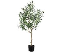 YOLEO 4FT Artificial Olive Tree Tall Faux Silk Olive Plant with Lifelike Olive Leaves Fake Olive Tree for Home Office Indoor Decor (Style 2)