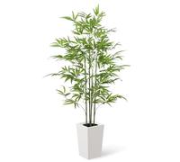 YOLEO 5.5FT Artificial Bamboo Tree with White Tall Planter, Lifelike Fake Silk Tree Indoor, Faux Bamboo Tall Plant for Living Room Bedroom Balcony Corner Office Decor
