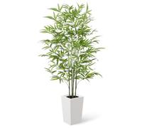 YOLEO 5.5FT Artificial Bamboo Tree with White Tall Pot Indoor | Lifelike Faux Silk Tree for Homes & Offices Decor 170cm