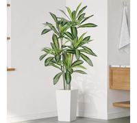 YOLEO 5.5FT Artificial Dracaena Tree with White Tall Planter, Lifelike Fake Silk Tree Indoor, Faux Dracaena Tall Plant for Living Room Bedroom Balcony Corner Office Decor