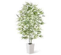 YOLEO 6FT Artificial Bamboo Tree with White Tall Pot Indoor | Lifelike Faux Silk Tree for Homes & Offices Decor 180cm