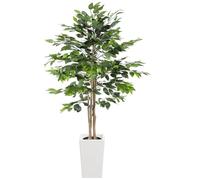 YOLEO 6FT Artificial Ficus Tree with White Tall Pot Indoor | Lifelike Faux Silk Tree for Homes & Offices Decor 180cm